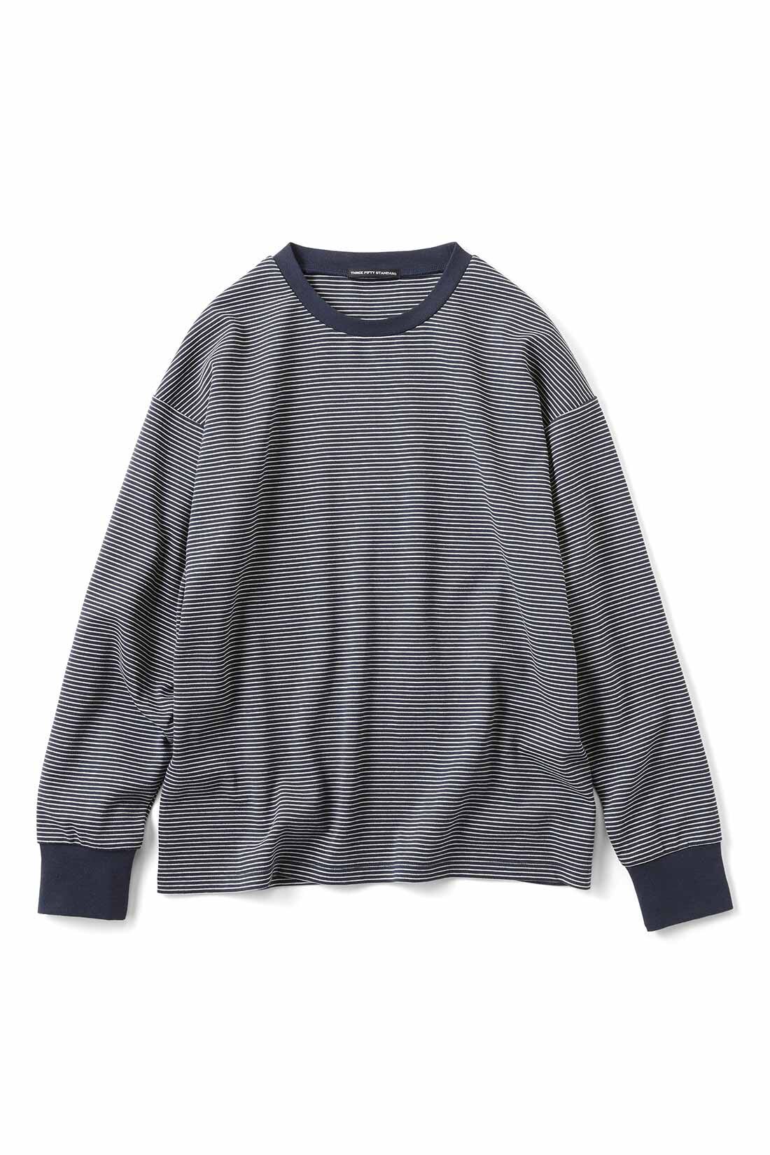 THREE FIFTY STANDARD|THREE FIFTY STANDARD ポンチボーダーTシャツの会|ネイビー