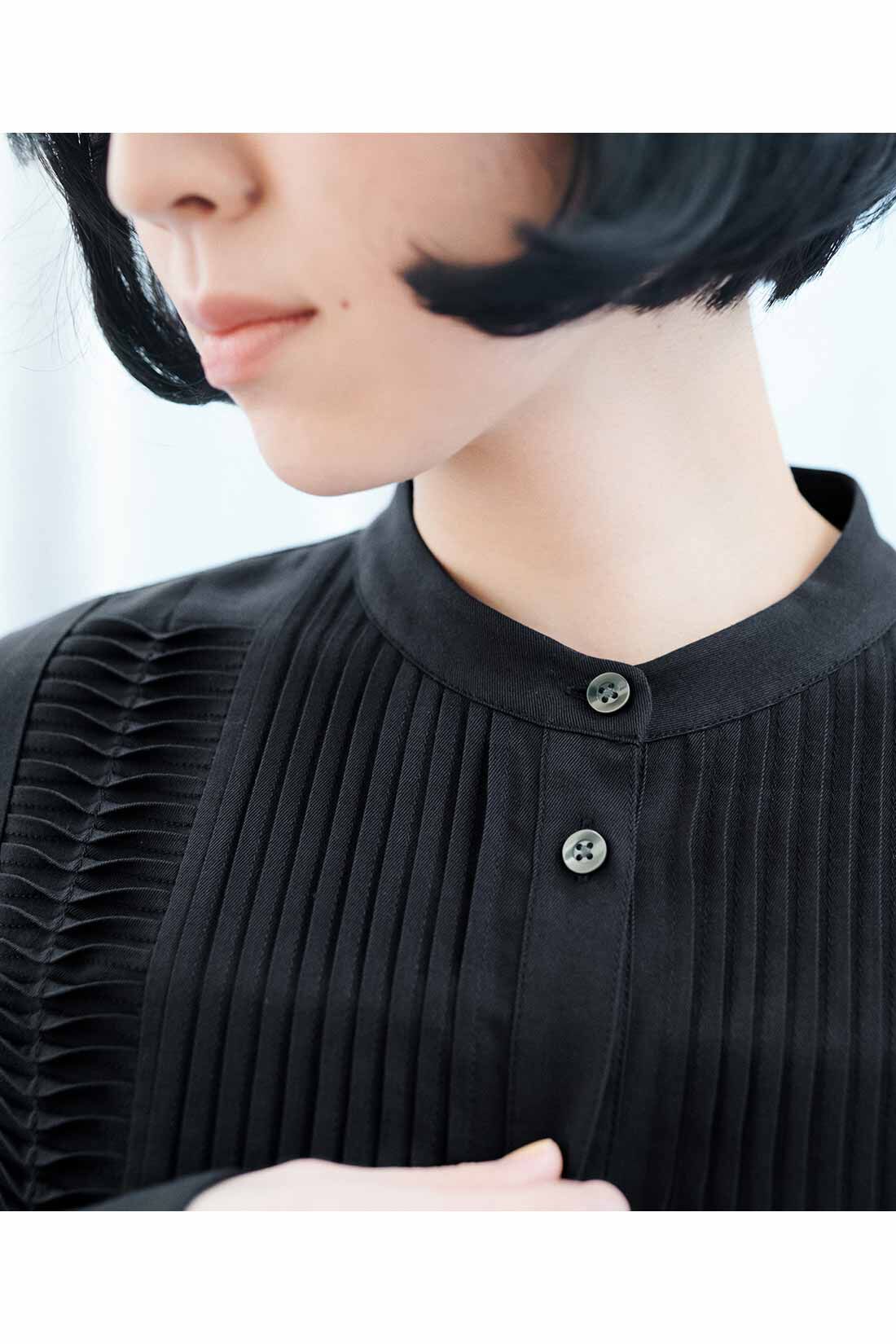 THREE FIFTY STANDARD|THREE FIFTY STANDARD　ピンタックのワンピース〈ブラック〉
