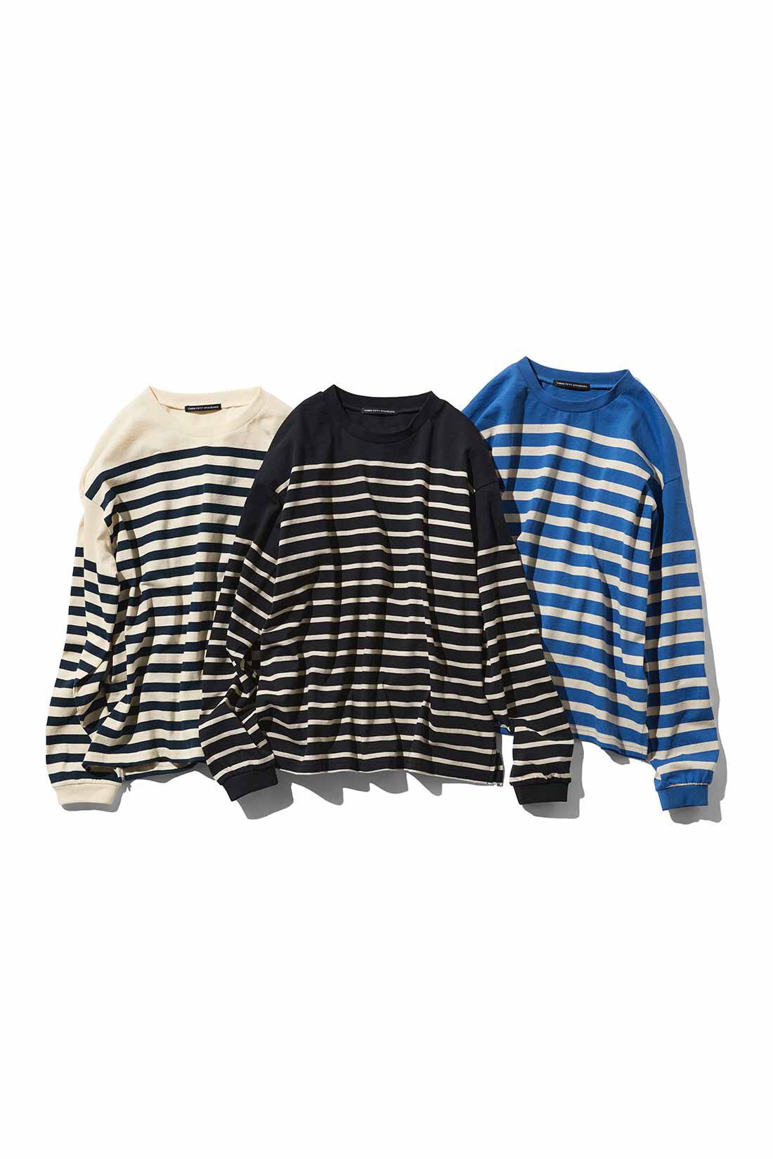 THREE FIFTY STANDARD|THREE FIFTY STANDARD クルーネックのパネルボーダーTシャツの会