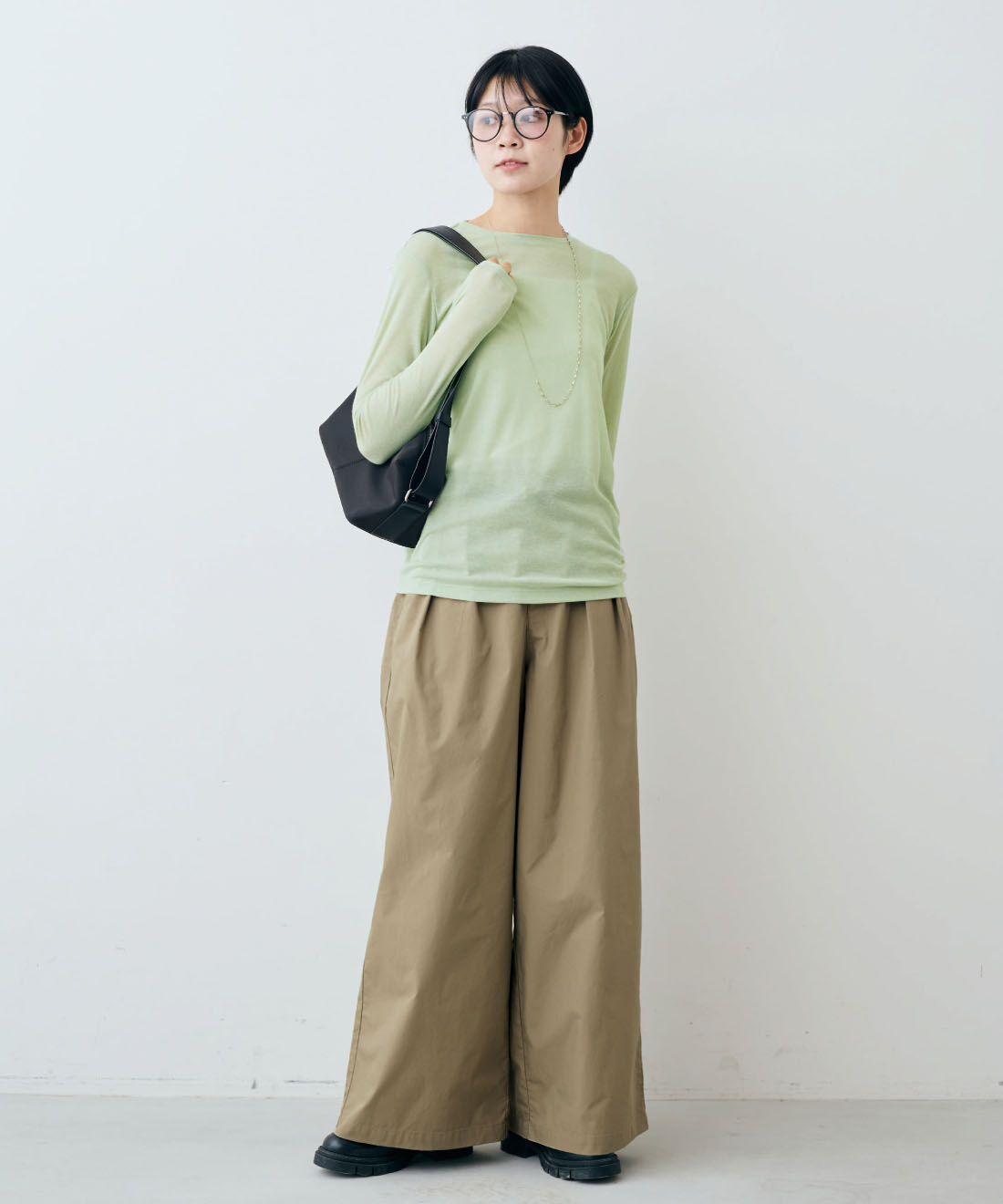 THREE FIFTY STANDARD|THREE FIFTY STANDARD　日本製の2-WAYチェーンネックレス|モデル身長：163cm　着用サイズ：M