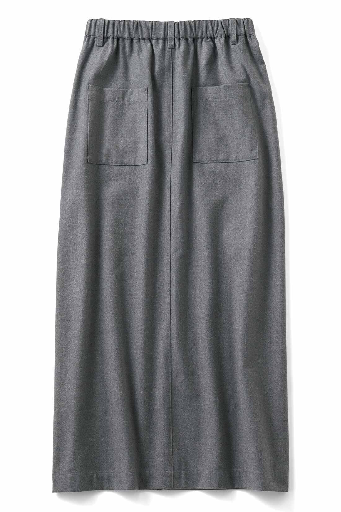THREE FIFTY STANDARD|THREE FIFTY STANDARD　フロントスリットのタイトスカート〈杢（もく）グレー〉|BACK