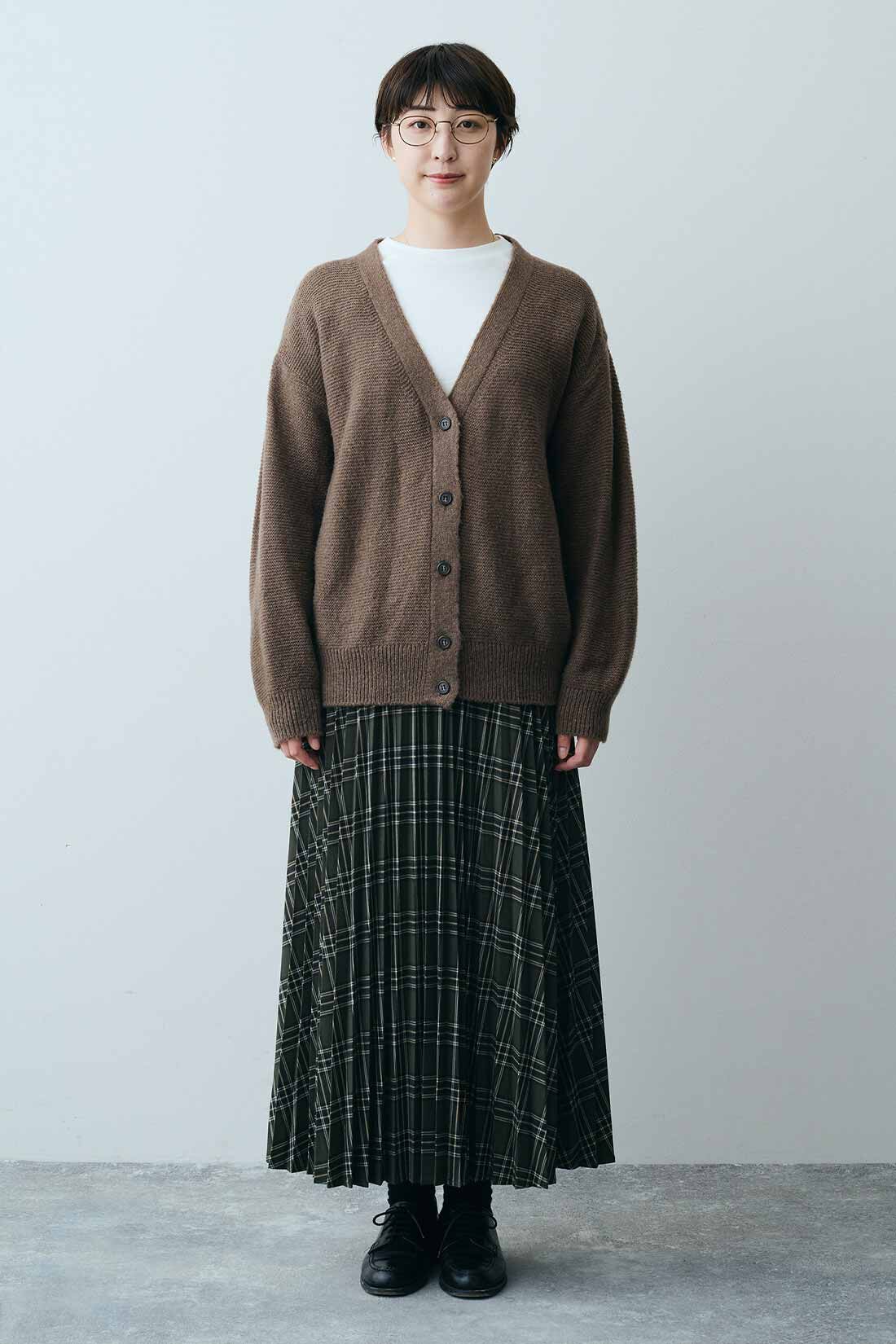 THREE FIFTY STANDARD|THREE FIFTY STANDARD チェックのプリーツスカート〈グリーン〉