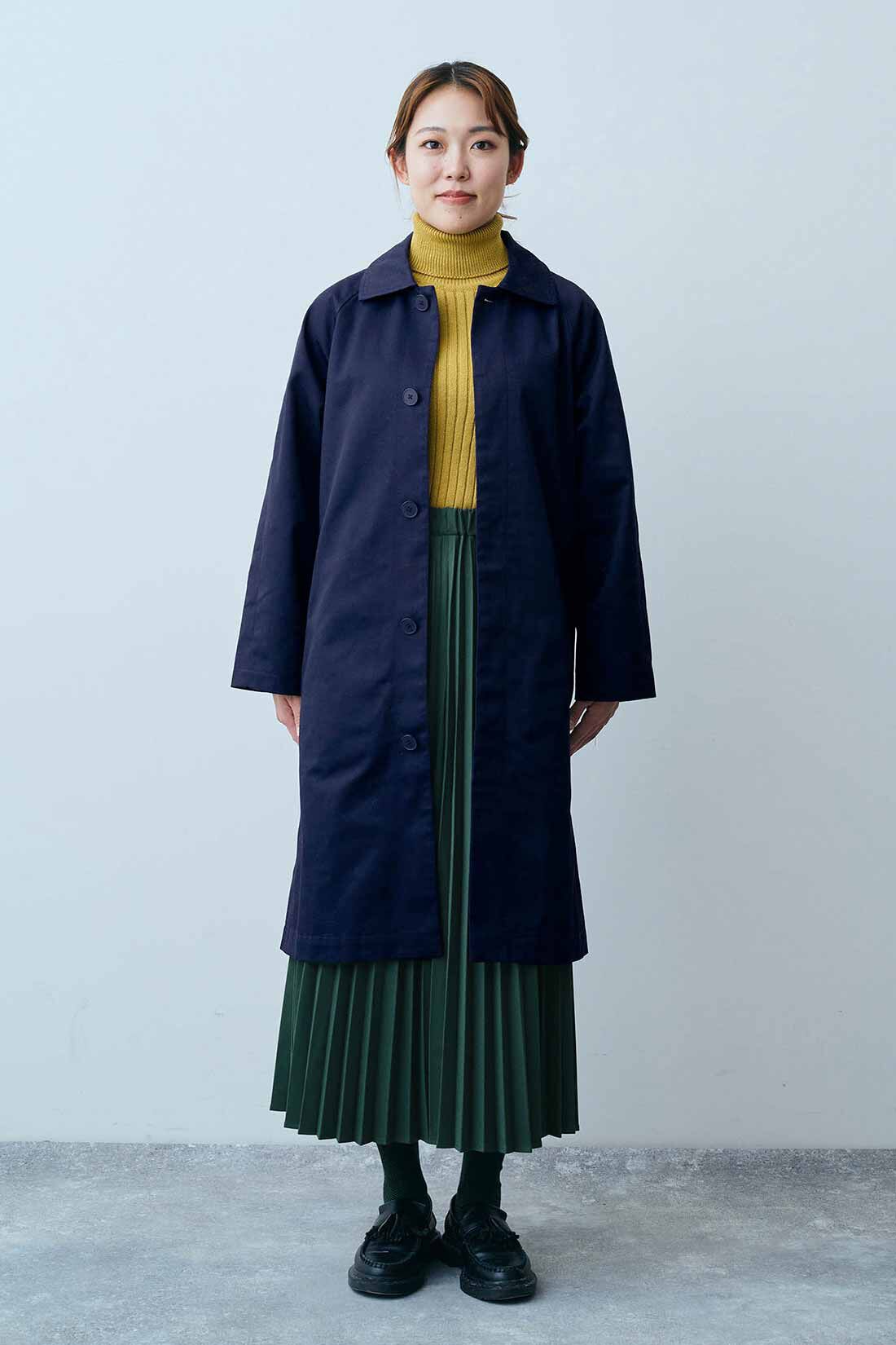 THREE FIFTY STANDARD|コットン１００％リブタートルＴＦＳとフォレストグリーンのプリーツスカートＴＦＳのコーディネート