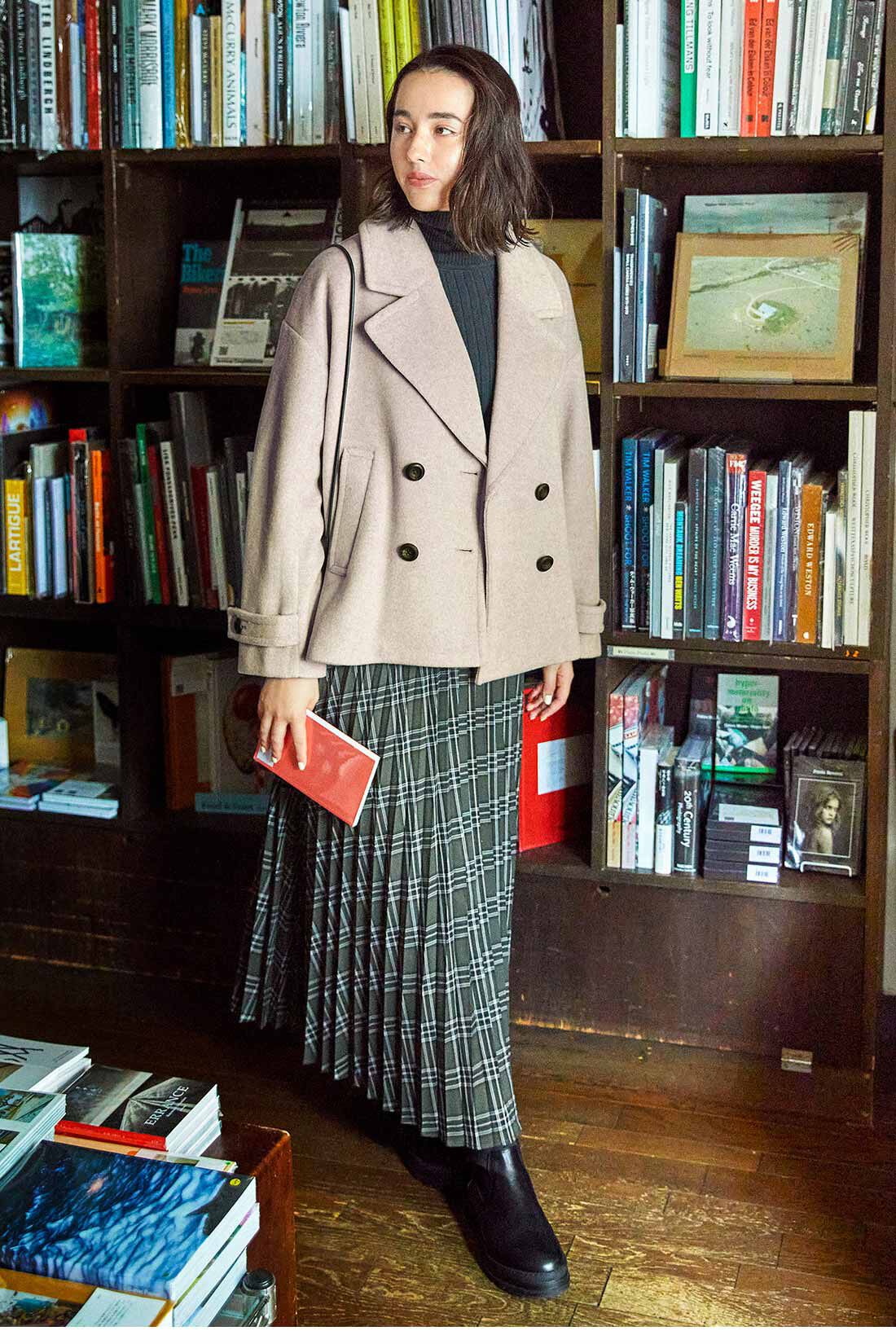 THREE FIFTY STANDARD|THREE FIFTY STANDARD チェックのプリーツスカート〈グリーン〉