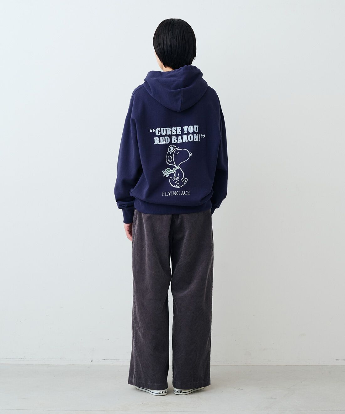 THREE FIFTY STANDARD［スリーフィフティースタンダード］|ＰＥＡＮＵＴＳフライングエースパーカーＴＦＳのコーディネート|モデル身長：163cm 着用サイズ：M