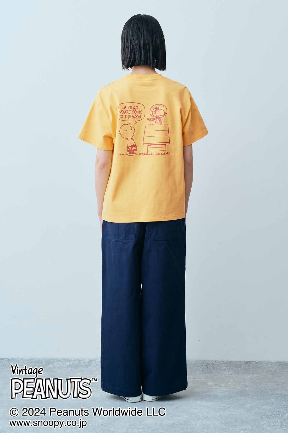 THREE FIFTY STANDARD|PEANUTS〈スヌーピー＆フレンズ〉ロゴプリントＴシャツのコーディネート|モデル身長：163cm 着用サイズ：M