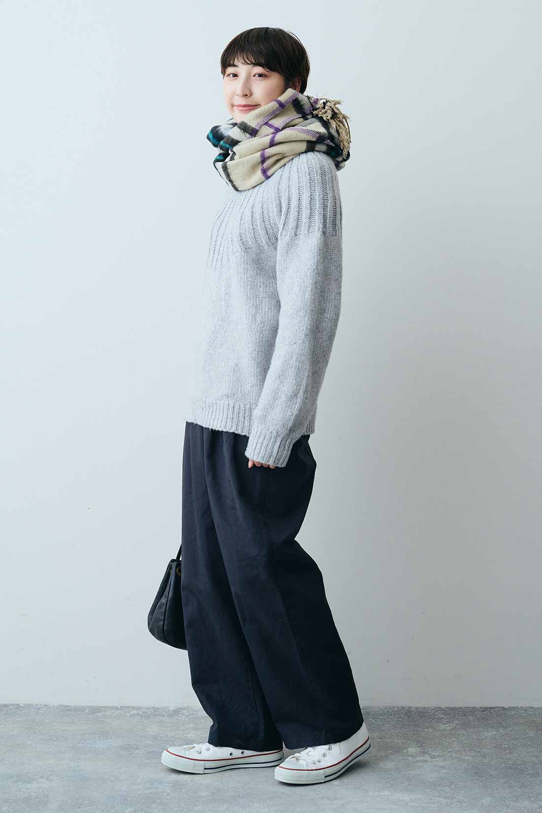 THREE FIFTY STANDARD|THREE FIFTY STANDARD ヘリンボーンのチェックストール〈ベージュ〉