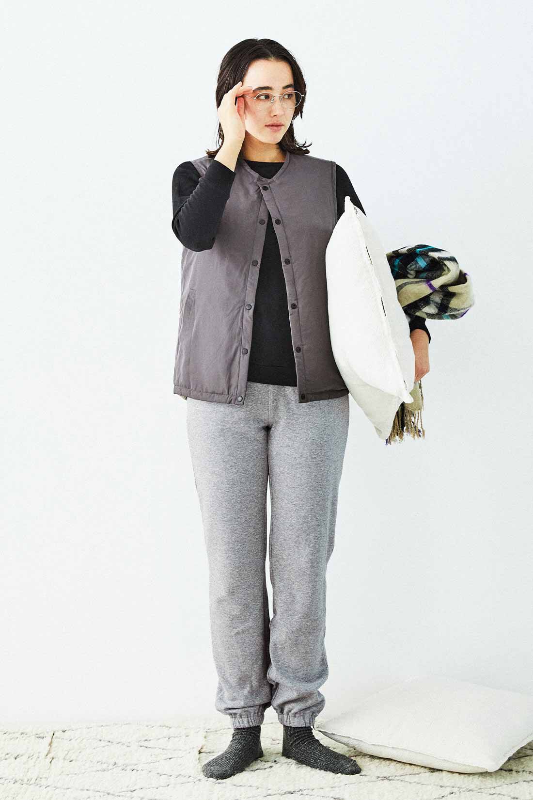 THREE FIFTY STANDARD|リバーシブル中わたベストＴＦＳとフライス編みのラグランＴシャツＴＦＳのコーディネート