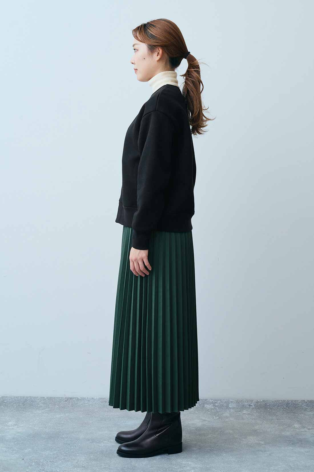 THREE FIFTY STANDARD|THREE FIFTY STANDARD 裏起毛のジップカーディガン〈ブラック〉|モデル身長：165cm　着用サイズ：M