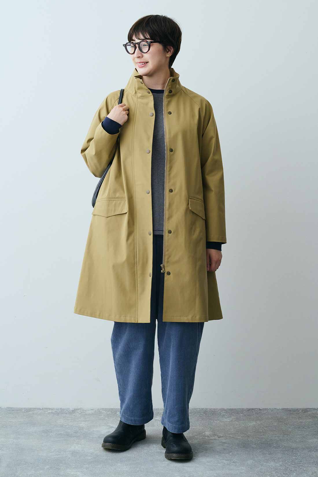 THREE FIFTY STANDARD|THREE FIFTY STANDARD スタンドカラーの撥水（はっすい）コート〈カーキベージュ〉