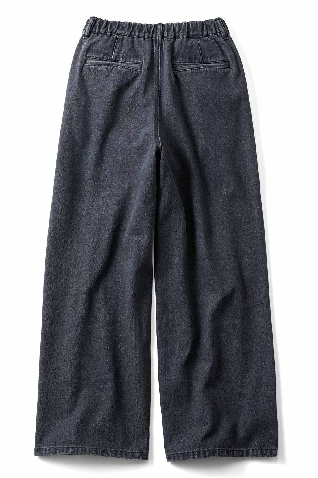 THREE FIFTY STANDARD|THREE FIFTY STANDARD ブリーチ加工をほどこしたブラックデニムパンツ|BACK