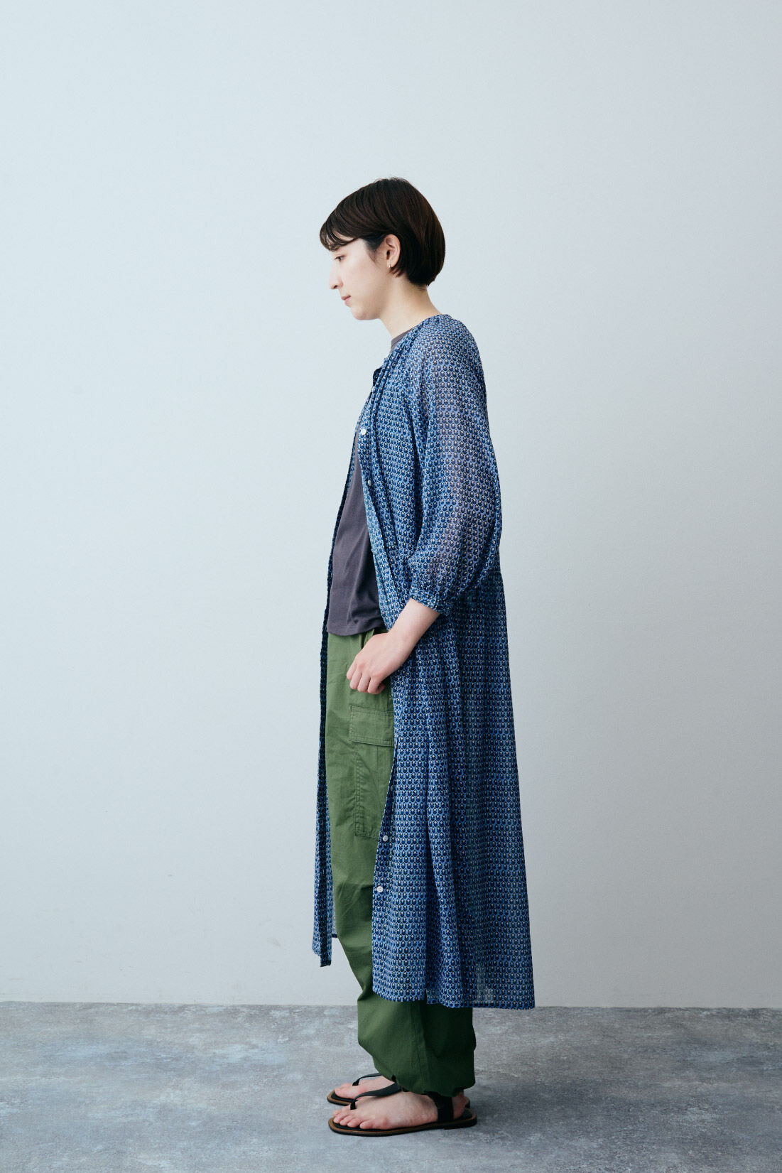 THREE FIFTY STANDARD|THREE FIFTY STANDARD ミュルーズモダン ヴィンテージプリントシアーワンピース〈ブルー〉