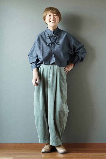 THREE FIFTY STANDARD | 金子敦子さんと作った リーフグリーンのコーデュロイパンツ