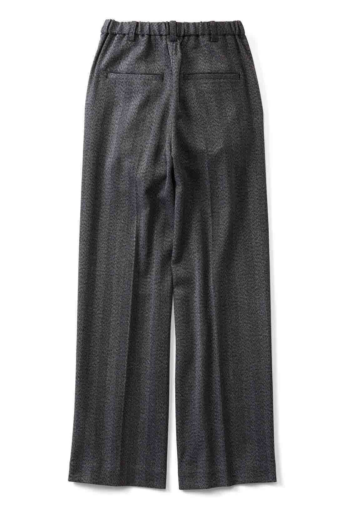 THREE FIFTY STANDARD|THREE FIFTY STANDARD ヘリンボーン素材のワイドパンツ〈チャコールグレー〉|BACK