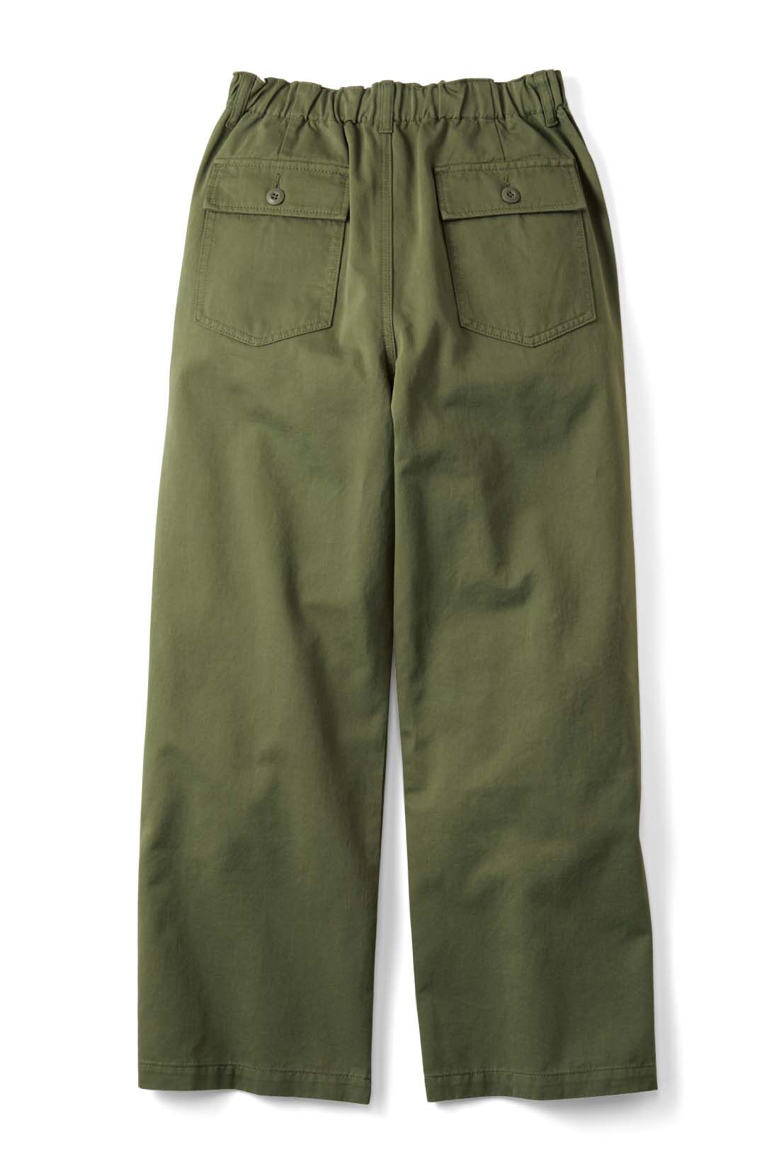 THREE FIFTY STANDARD|THREE FIFTY STANDARD　ベーシックなベイカーパンツ〈カーキグリーン〉|BACK