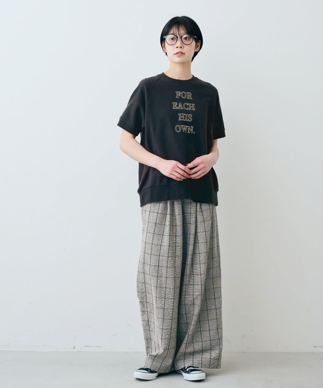 THREE FIFTY STANDARD［スリーフィフティースタンダード］|綿100％ 半袖 ミニ裏毛 ロゴトップス 〈ブラック〉のコーディネート