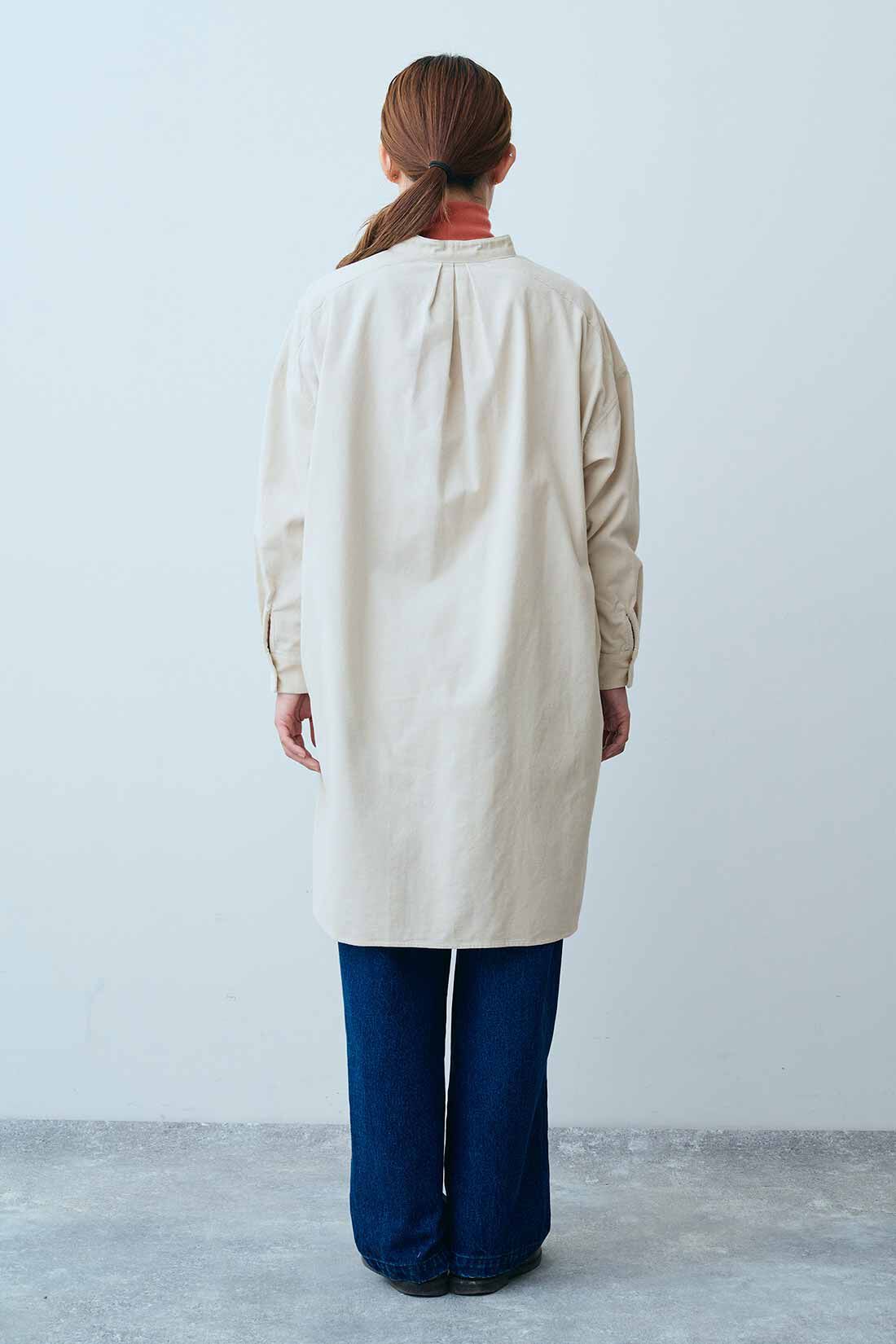 THREE FIFTY STANDARD|THREE FIFTY STANDARD コーデュロイチュニックワンピース〈オフホワイト〉|モデル身長：165cm　着用サイズ：M