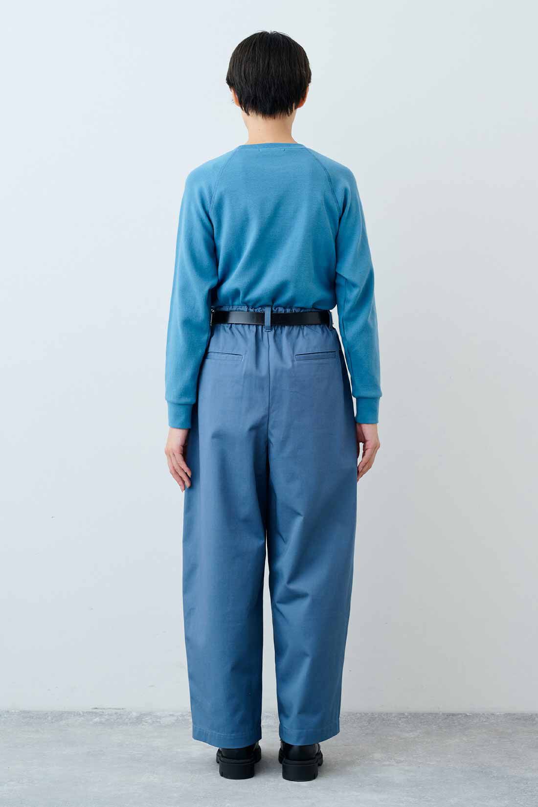 THREE FIFTY STANDARD|THREE FIFTY STANDARD　フライス編みのストレッチラグランスリーブTシャツの会|モデル身長：163cm　着用サイズ：M