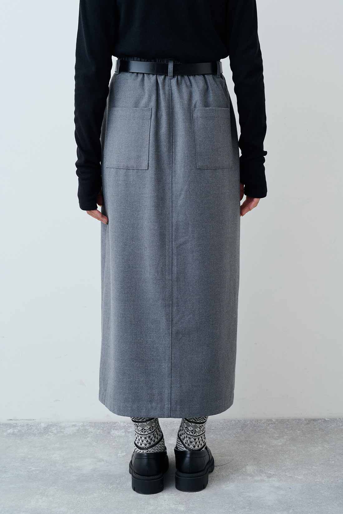 THREE FIFTY STANDARD|THREE FIFTY STANDARD　フロントスリットのタイトスカート〈杢（もく）グレー〉|BACK