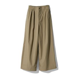 THREE FIFTY STANDARD | 綿100％ 上品 接触冷感素材 ワイドパンツ 〈カーキベージュ〉