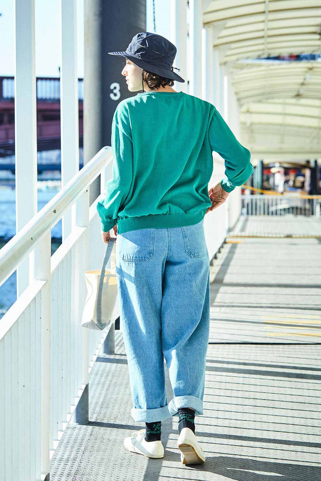 THREE FIFTY STANDARD|THREE FIFTY STANDARD ブリーチ加工をほどこした デニムワイドパンツ