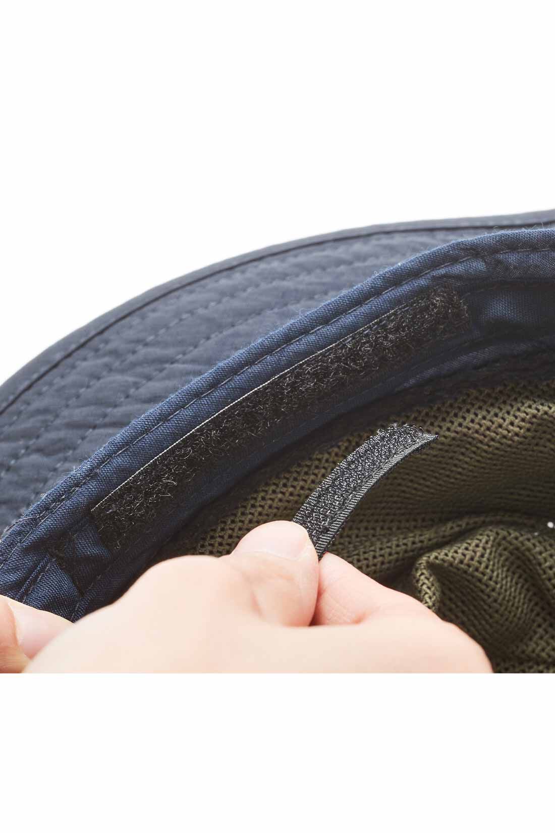 THREE FIFTY STANDARD|THREE FIFTY STANDARD サファリハット〈ネイビー〉|内側のアジャスターと外側のゴムで、サイズ調節ができます。
