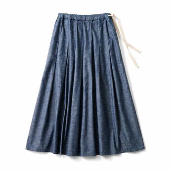 THREE FIFTY STANDARD | インディゴブルーのタックギャザースカート