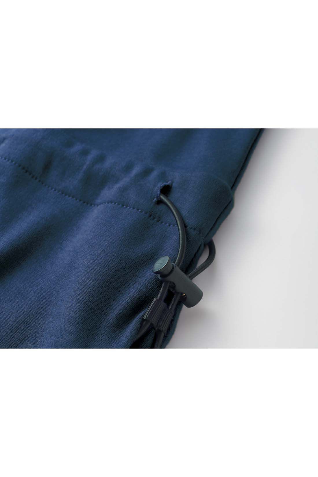 THREE FIFTY STANDARD|THREE FIFTY STANDARD　接触冷感・吸汗速乾のリラクシーなカットソーワンピース〈ブルー〉|【ウエストのドローコードでシルエットのアレンジが可能】伸縮性のあるドローコードで、ウエストをしぼれるようにデザインしました。