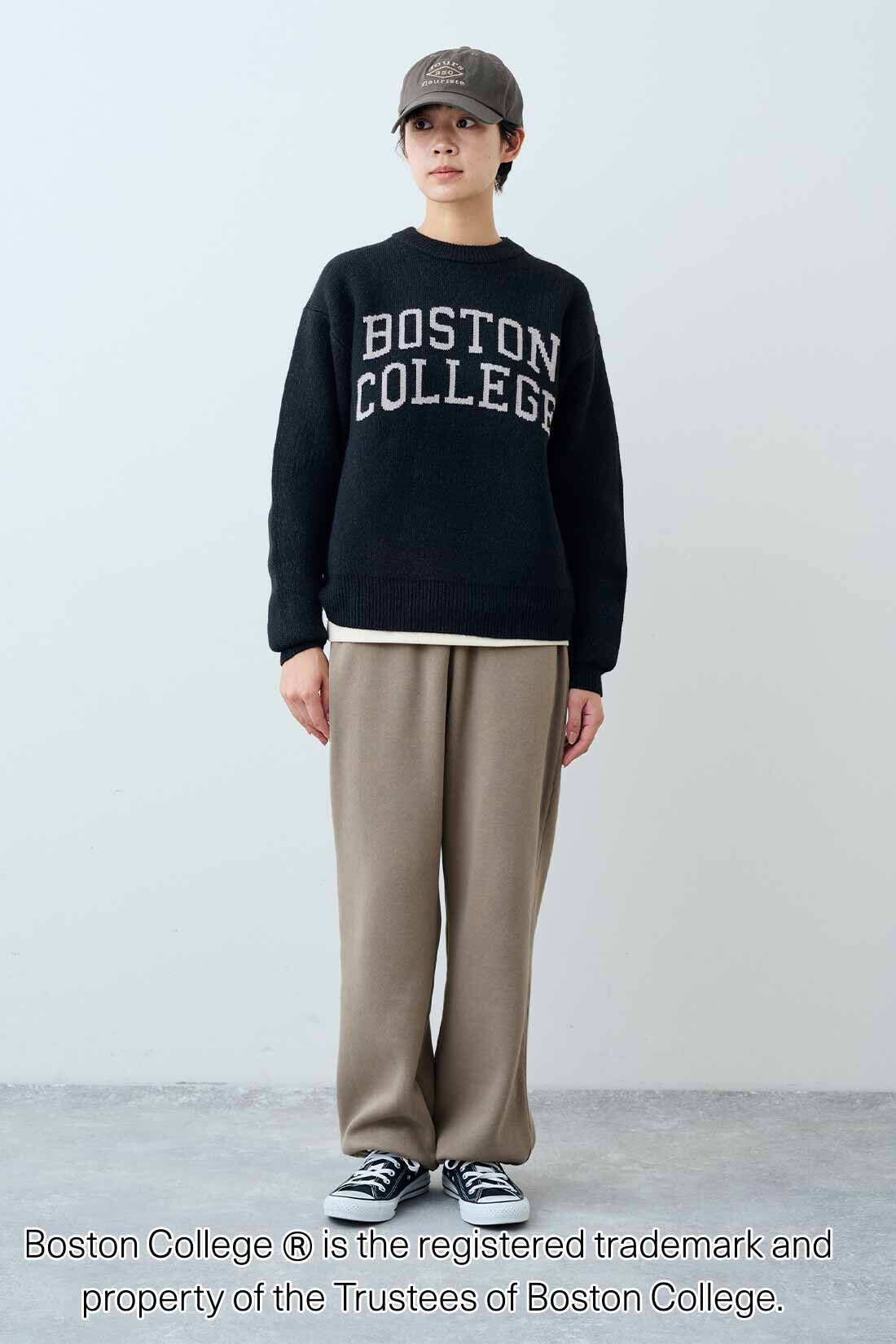 THREE FIFTY STANDARD|フライス編みのストレッチラグランスリーブTシャツの会と裏起毛カットソーパンツの会のコーディネート|モデル身長：163cm 着用サイズ：M