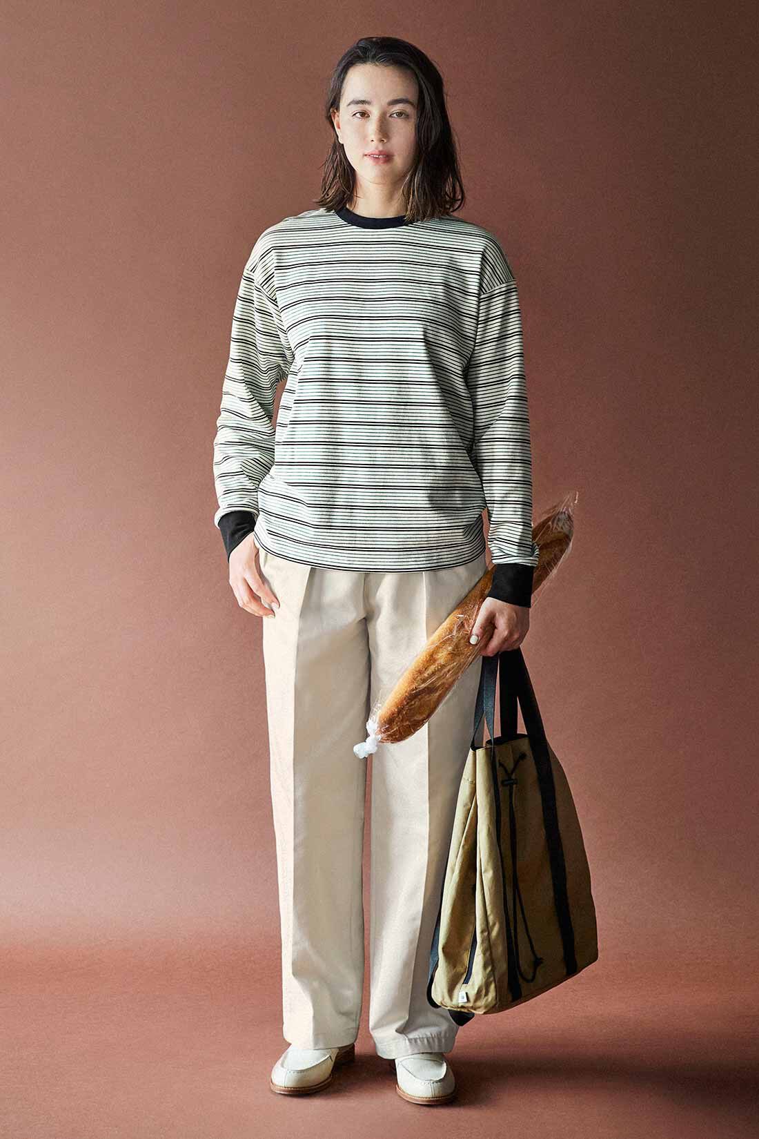 THREE FIFTY STANDARD|THREE FIFTY STANDARD スタンダードなチノパンツ〈ライトベージュ〉