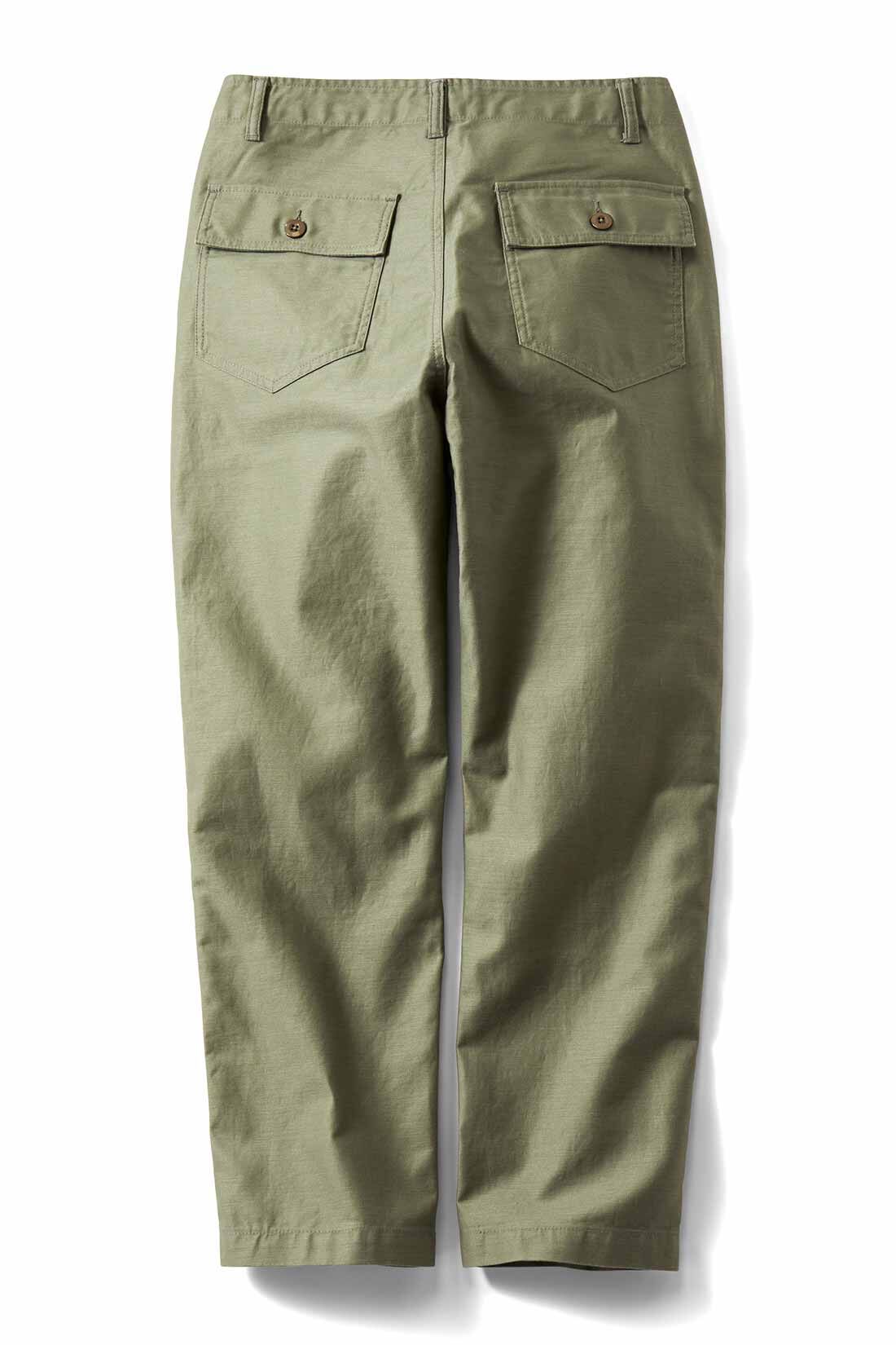 THREE FIFTY STANDARD|THREE FIFTY STANDARD　ミリタリーテイストのベイカーパンツ〈オリーブグリーン〉