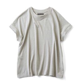 THREE FIFTY STANDARD | 麻混 天じく フレンチスリーブ Tシャツ 〈ライトグレー〉
