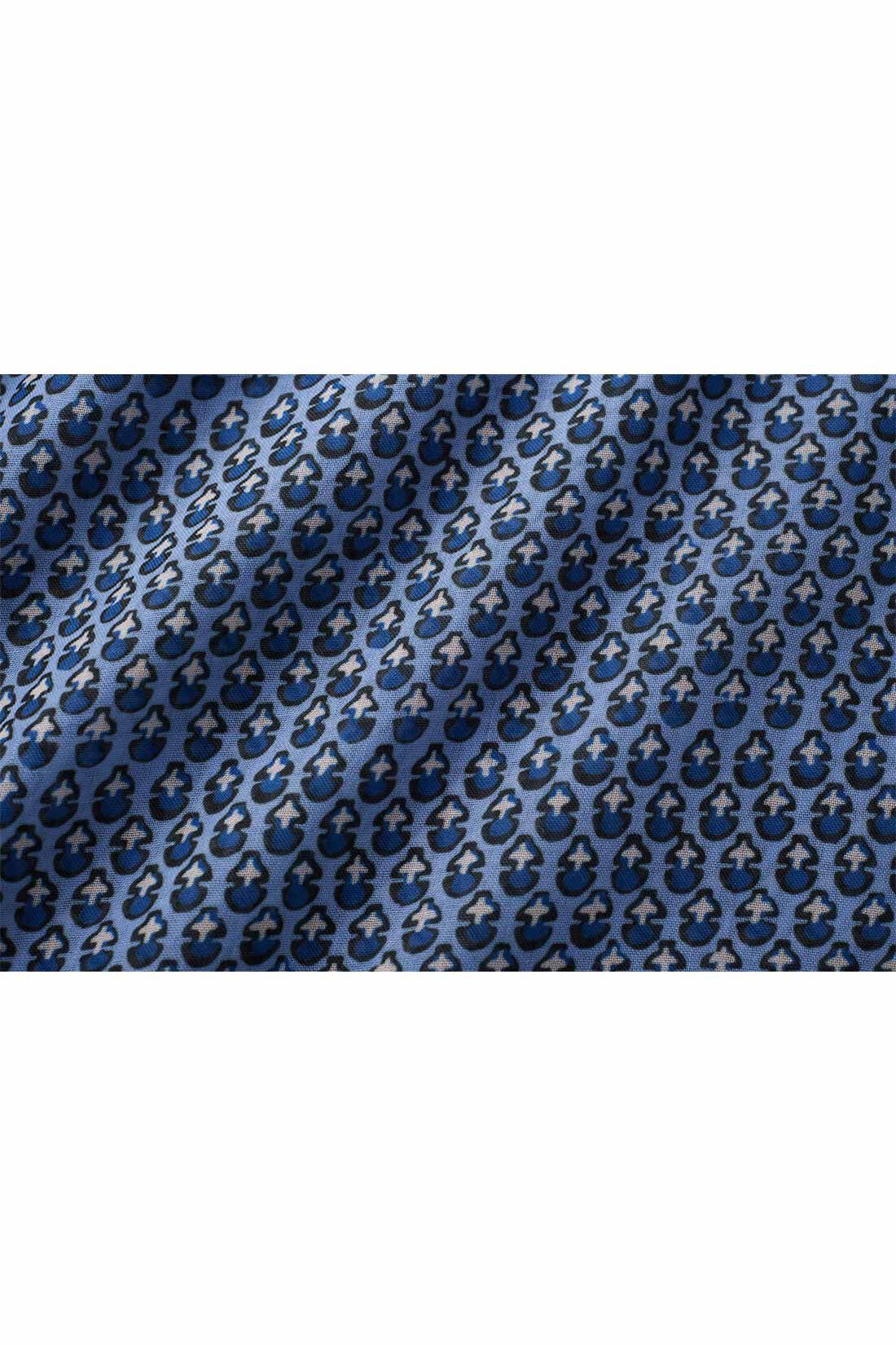 THREE FIFTY STANDARD|THREE FIFTY STANDARD ミュルーズモダン ヴィンテージプリントシアーワンピース〈ブルー〉|繊細で透け感のある生地とくすんだ色合いで、どんなスタイルともしっくりと馴染みやすいヴィンテージ感のある総柄プリント。