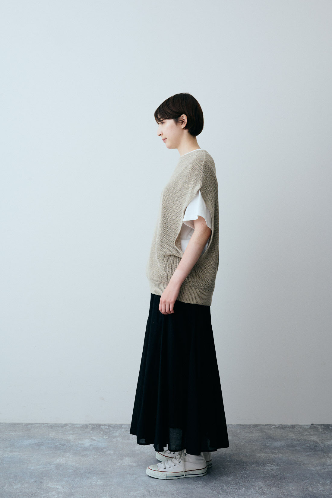THREE FIFTY STANDARD|THREE FIFTY STANDARD 畦編みベスト〈グレージュ〉