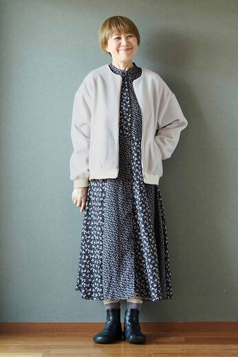 THREE FIFTY STANDARD | 金子敦子さんと作った ノーカラーブルゾン〈ライトグレー〉