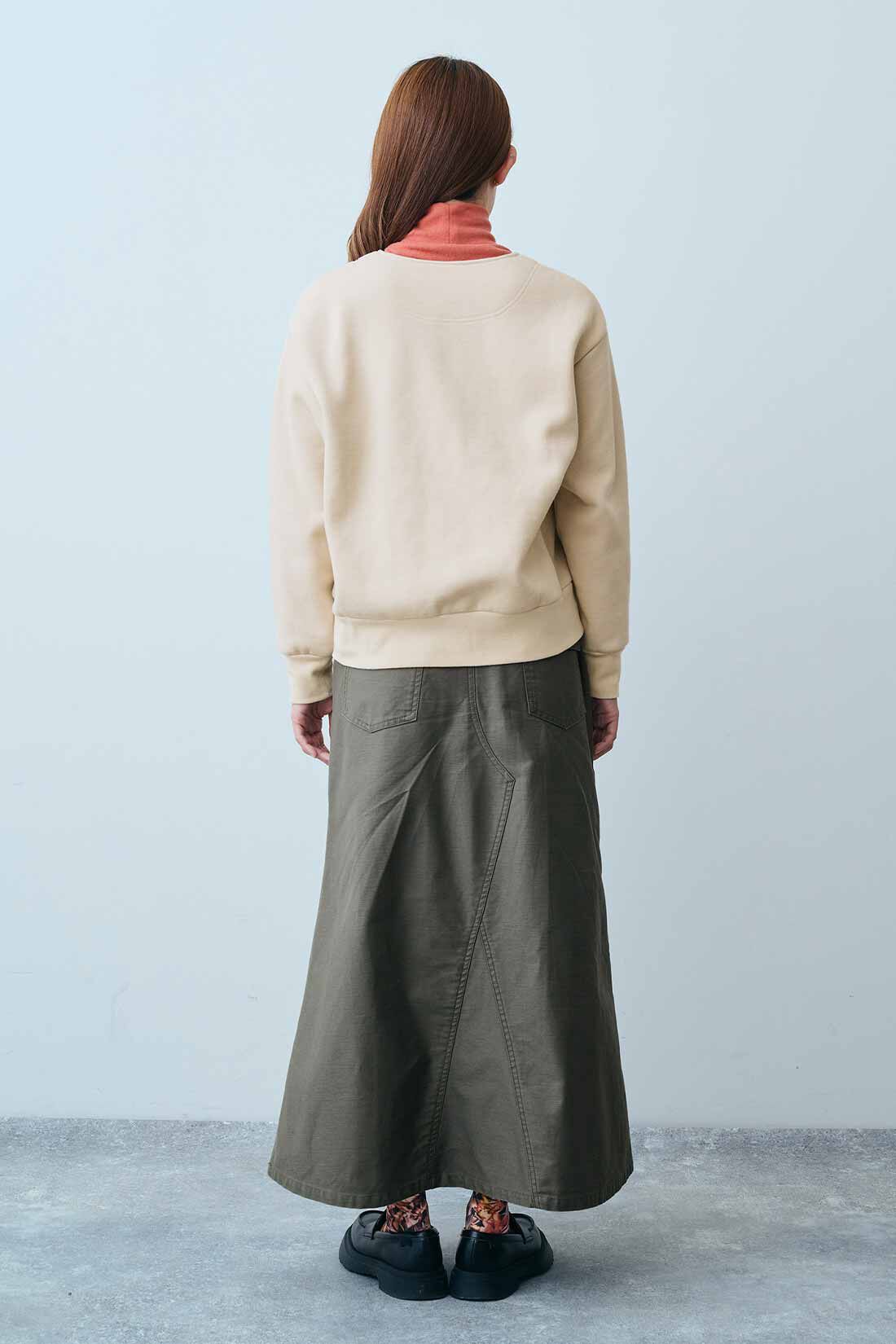 THREE FIFTY STANDARD|THREE FIFTY STANDARD 裏起毛のジップカーディガン〈アイボリー〉|モデル身長：165cm　着用サイズ：M