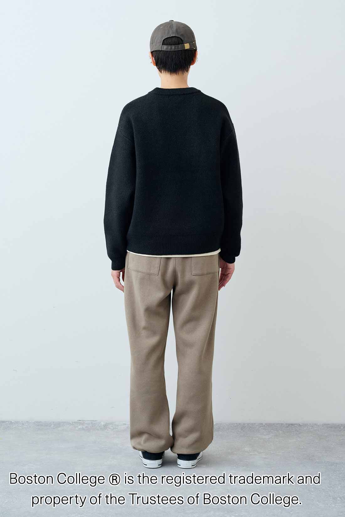 THREE FIFTY STANDARD|フライス編みのストレッチラグランスリーブTシャツの会と裏起毛カットソーパンツの会のコーディネート|モデル身長：163cm 着用サイズ：M