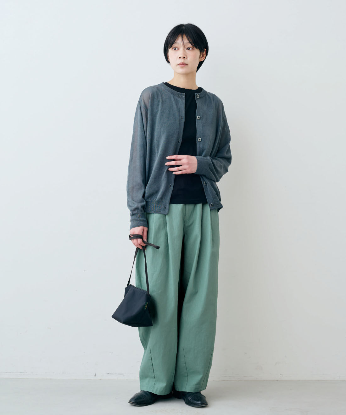 THREE FIFTY STANDARD|THREE FIFTY STANDARD　シルケット加工のタンクトップの会|モデル身長：163cm　着用サイズ：M