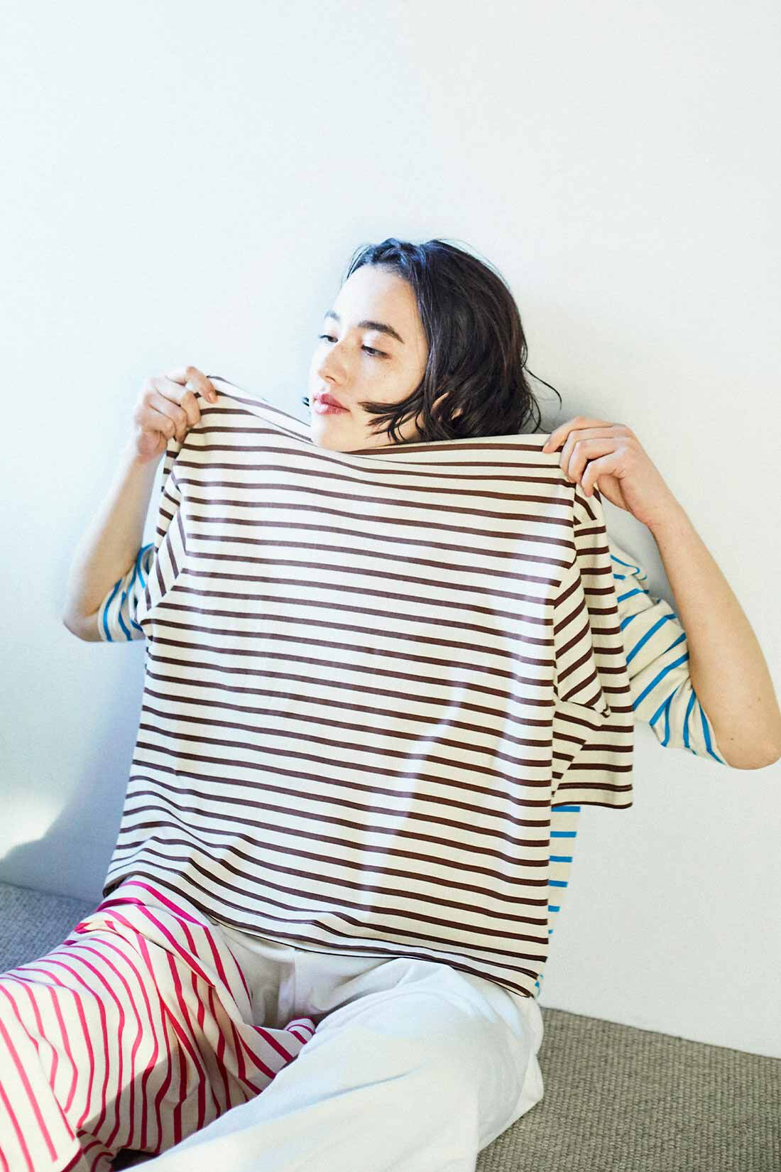 THREE FIFTY STANDARD|THREE FIFTY STANDARD ドロップショルダーのボーダーTシャツの会