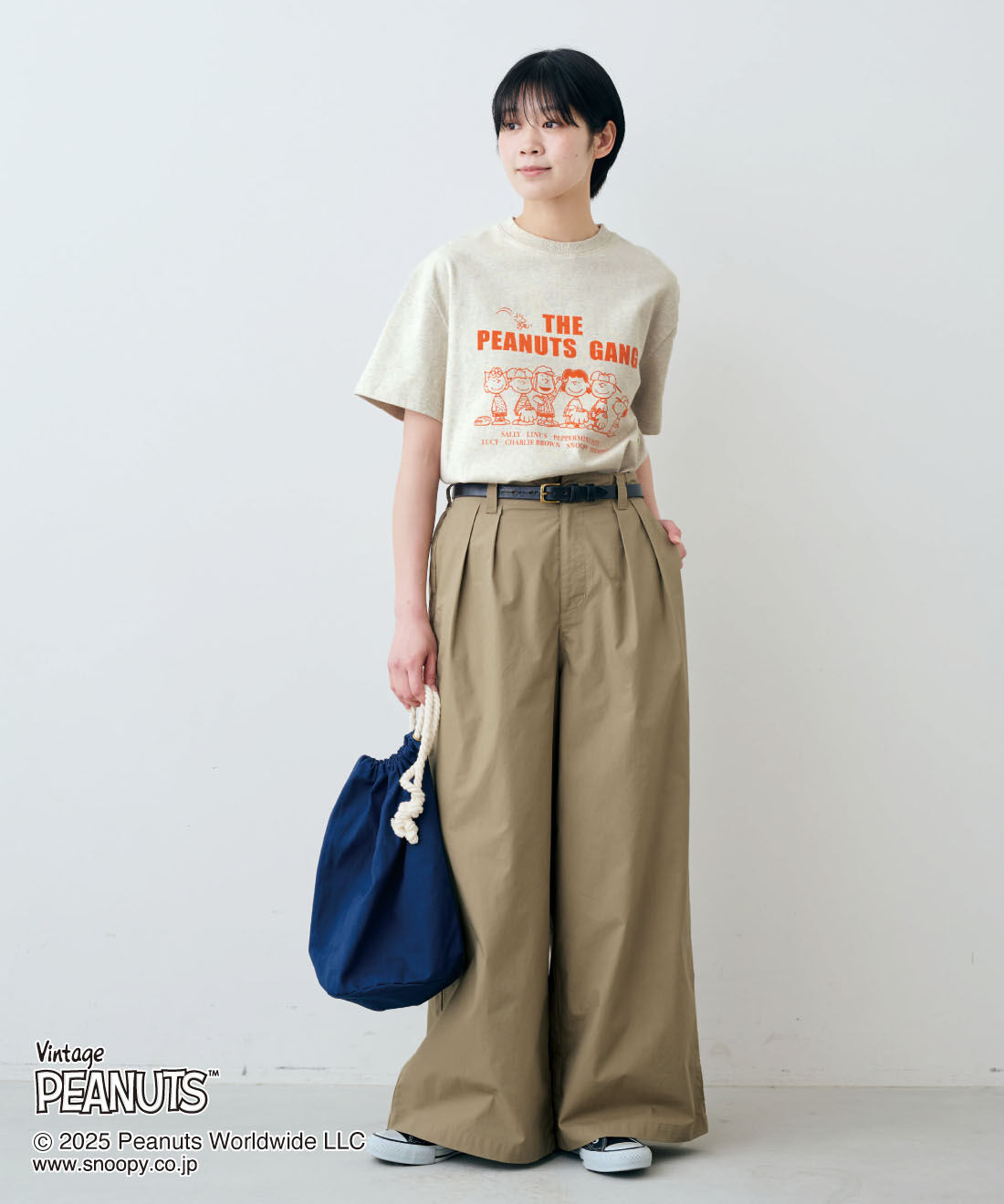 THREE FIFTY STANDARD|綿100％ 上品 接触冷感素材 ワイドパンツ 〈カーキベージュ〉のコーディネート