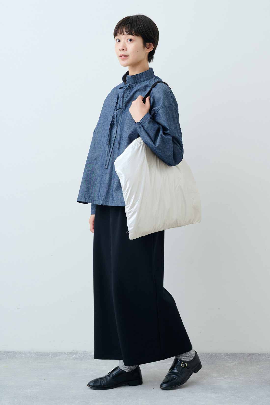 THREE FIFTY STANDARD|THREE FIFTY STANDARD　万能なダンボールニットのセットアップ〈ブラック〉|モデル身長：163cm　着用サイズ：M