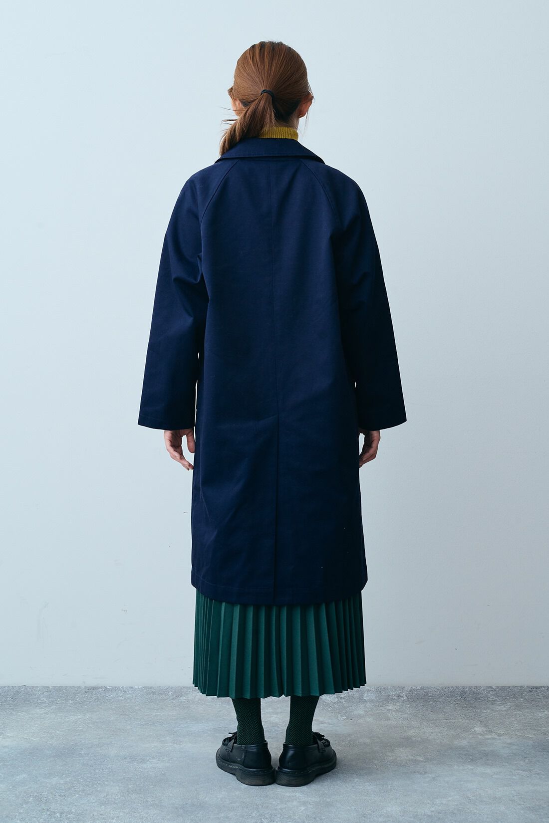 THREE FIFTY STANDARD|コットン１００％リブタートルＴＦＳとフォレストグリーンのプリーツスカートＴＦＳのコーディネート