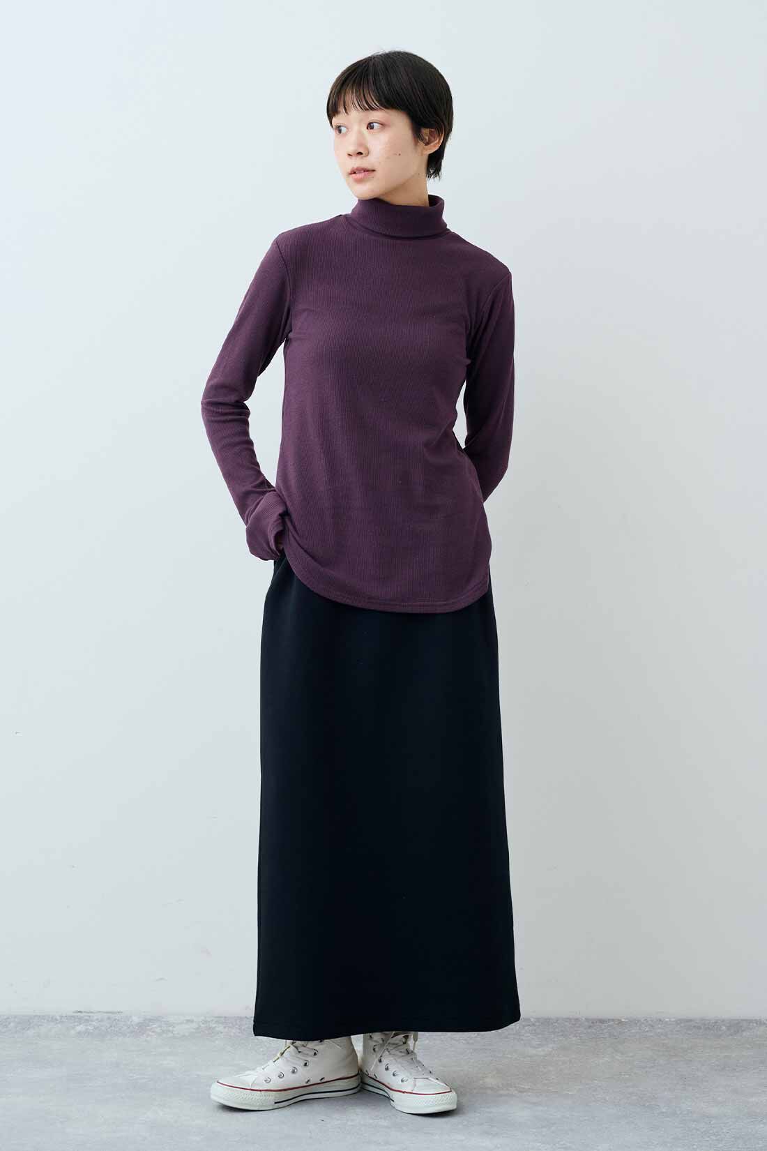 THREE FIFTY STANDARD|THREE FIFTY STANDARD　万能なダンボールニットのセットアップ〈ブラック〉|モデル身長：163cm　着用サイズ：M