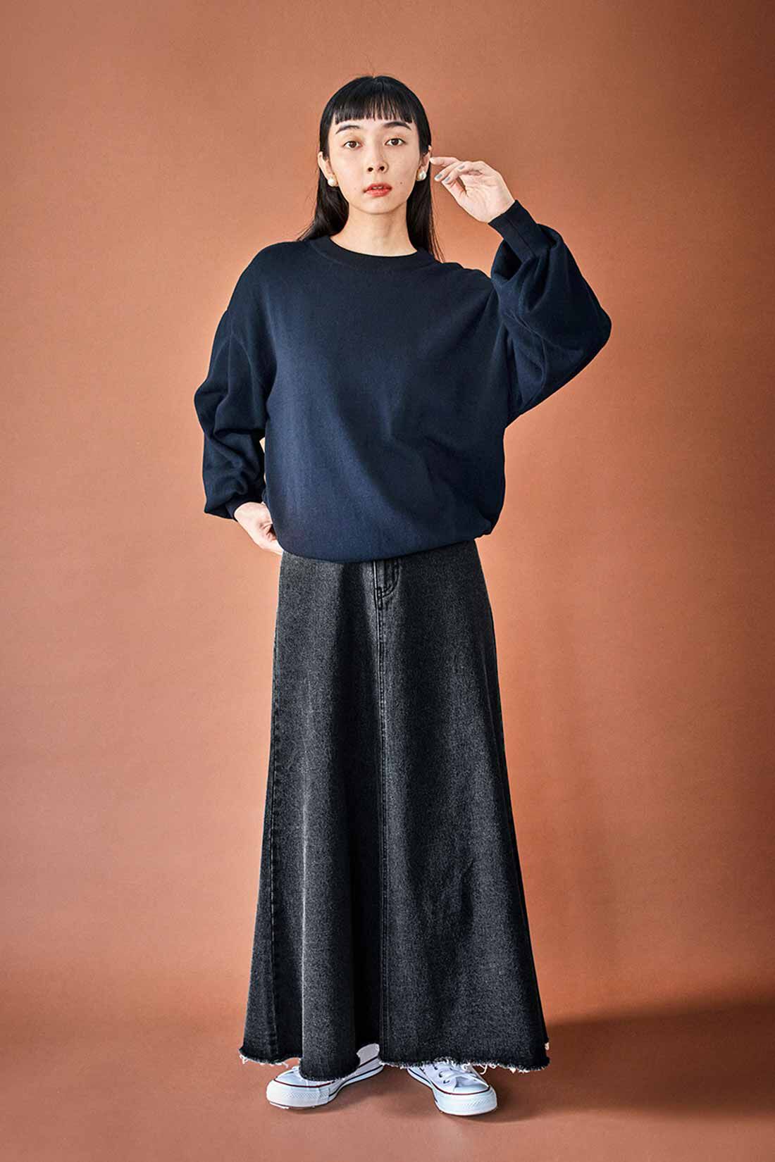 THREE FIFTY STANDARD|THREE FIFTY STANDARD カットヘムのブラックデニムスカート