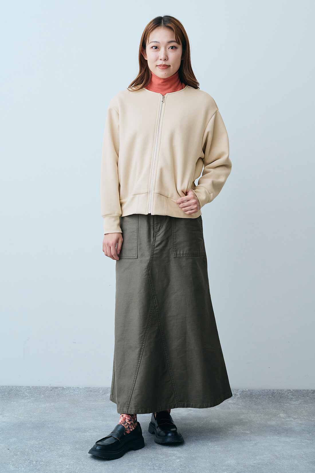 THREE FIFTY STANDARD|THREE FIFTY STANDARD あったか両面起毛 タートルインナーの会|モデル身長：165cm　着用サイズ：M