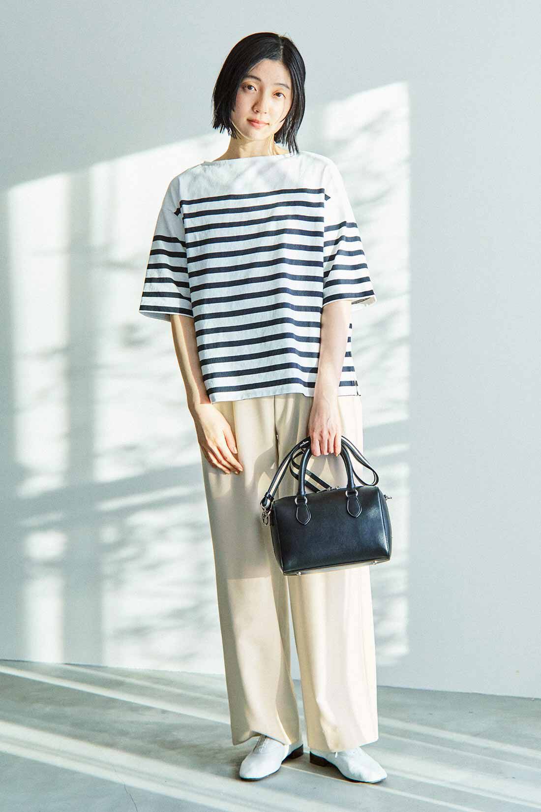 THREE FIFTY STANDARD|THREE FIFTY STANDARD 落ち感がきれいなタックパンツ〈アイボリー〉