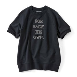 THREE FIFTY STANDARD | 綿100％ 半袖 ミニ裏毛 ロゴトップス 〈ブラック〉