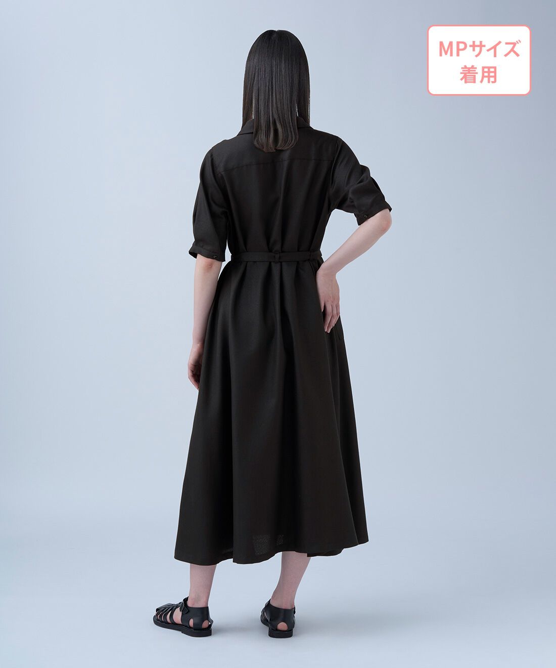 THREE FIFTY STANDARD|THREE FIFTY STANDARD　小谷 実由さんと作った 共ベルトのついたワンピース〈ブラック〉|モデル身長：152cm　着用サイズ：MP