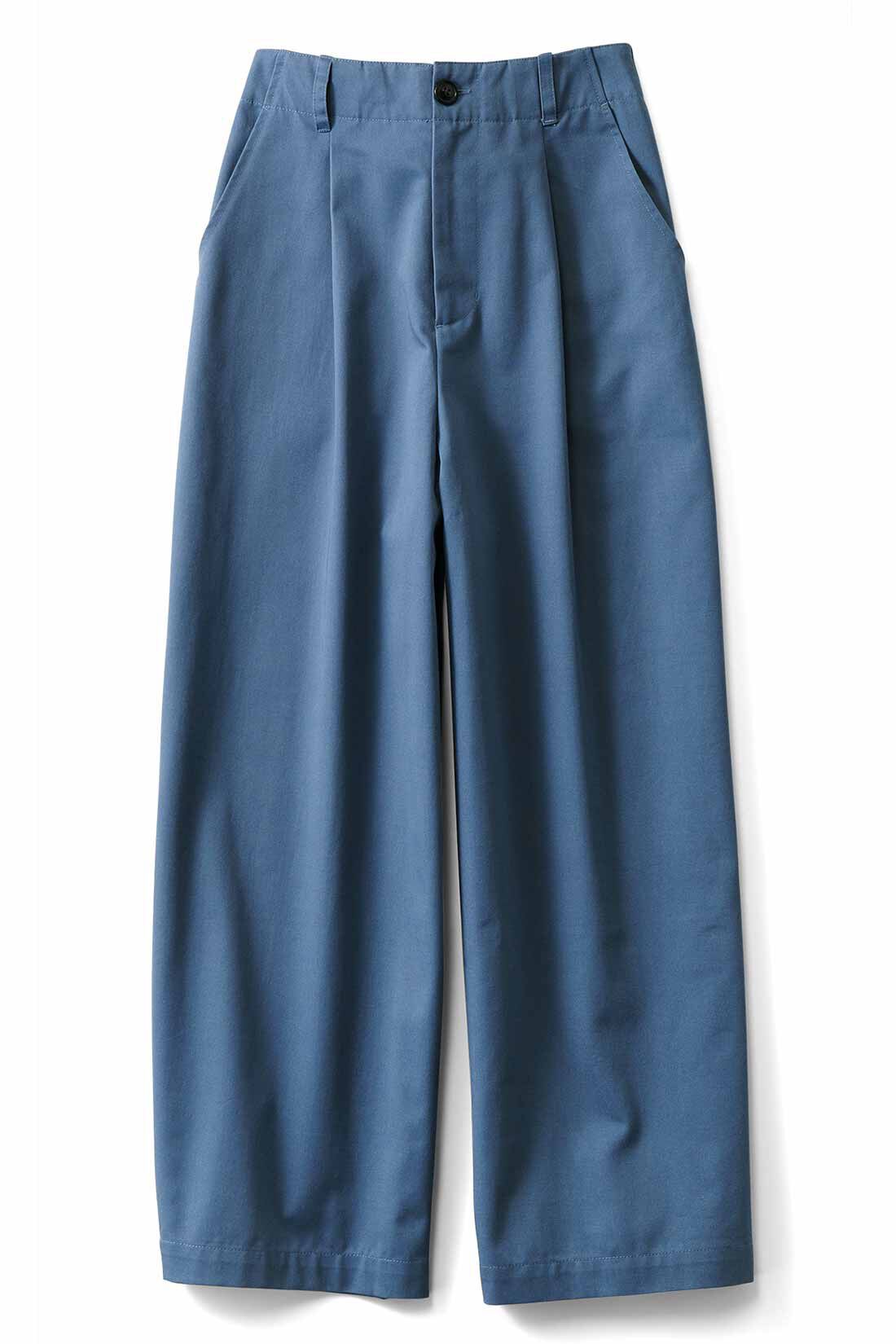 THREE FIFTY STANDARD|THREE FIFTY STANDARD　グレイッシュブルーのタックワイドパンツ