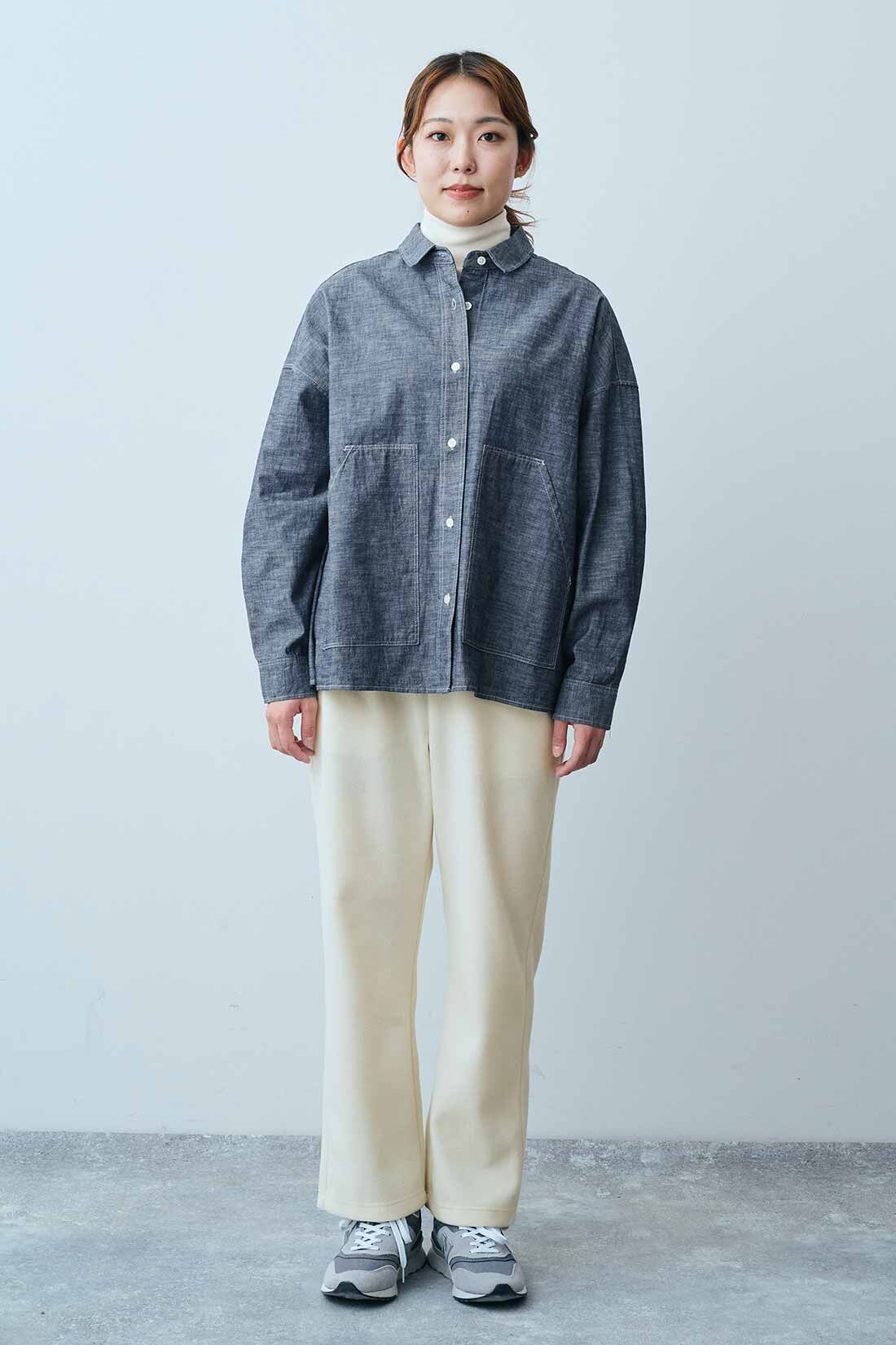 THREE FIFTY STANDARD|THREE FIFTY STANDARD きちんと見えカットソーパンツ〈オフホワイト〉|モデル身長：165cm　着用サイズ：M
